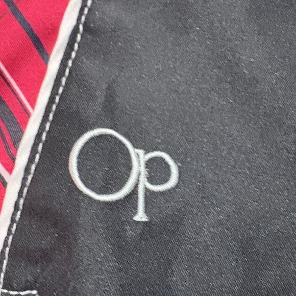OP Men’s Plaid Swim Trunks Red Black L 36-38 Drawstring Board Shorts Lined - Picture 4 of 6